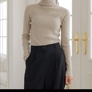 Ribbed Knit Turtleneck Sweater